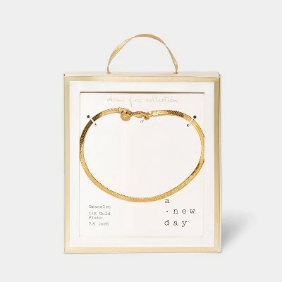 14K Gold Plated Herringbone Chain Bracelet - A New Day™ 3 14K Gold Plated Herringbone Chain Bracelet - A New Day™