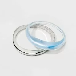 Organic Shape Transparent and Metal Bangle Bracelet Set 2pc - A New Day™ Blue -A New Day popular shop unnamed file 485