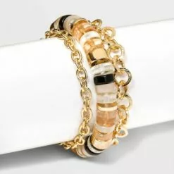 Mixed Cylinder Bead and Chain Bracelet Set 3pc - A New Day™ Metallic Silver -A New Day popular shop unnamed file 492