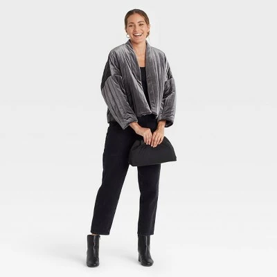 Women's Quilted Velvet Duster Jacket - A New Day™ Pink 4 Women's Quilted Velvet Duster Jacket - A New Day™ Pink - Image 2