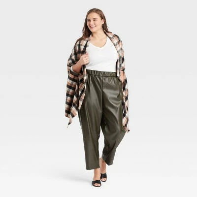 Women's Plus Size Plaid Wrap Jacket - A New Day™ Brown One Size 4 Women's Plus Size Plaid Wrap Jacket - A New Day™ Brown One Size - Image 2