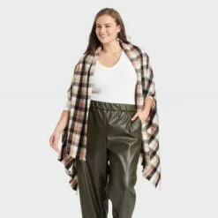 Women's Plus Size Plaid Wrap Jacket - A New Day™ Brown One Size 7 Women's Plus Size Plaid Wrap Jacket - A New Day™ Brown One Size -A New Day popular shop unnamed file 561