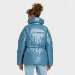 Women's Medium Length Wet Look Puffer Jacket - A New Dayâ„¢