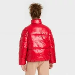 Women's Short Wet Look Puffer Jacket - A New Day™