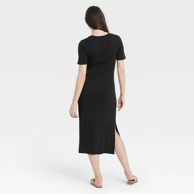 Women's Short Sleeve Rib Knit T-Shirt Dress - A New Day™ 3 Women's Short Sleeve Rib Knit T-Shirt Dress - A New Day™
