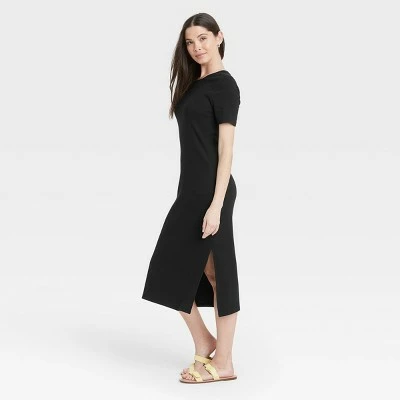 Women's Short Sleeve Rib Knit T-Shirt Dress - A New Day™ 4 Women's Short Sleeve Rib Knit T-Shirt Dress - A New Day™ - Image 2