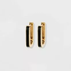 Enamel Square Huggie Hoop Earrings - A New Day™ Black 10 Enamel Square Huggie Hoop Earrings - A New Day™ Black -A New Day popular shop unnamed file 792