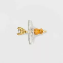 14K Gold Plated Cubic Zirconia and Bar Stud Duo Earrings - A New Day™