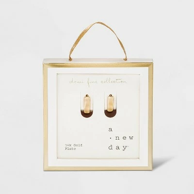 14K Gold Plated Oval Hoop Drop Earrings - A New Day™ 4 14K Gold Plated Oval Hoop Drop Earrings - A New Day™ - Image 2