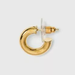14K Gold Plated Tube Hoop Post Drop Earrings - A New Day™