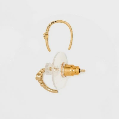 14K Gold Plated Beaded Hoop Cubic Zirconia Earrings - A New Day™ 3 14K Gold Plated Beaded Hoop Cubic Zirconia Earrings - A New Day™