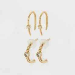 14K Gold Plated Beaded Hoop Cubic Zirconia Earrings - A New Day™ 7 14K Gold Plated Beaded Hoop Cubic Zirconia Earrings - A New Day™ -A New Day popular shop unnamed file 846