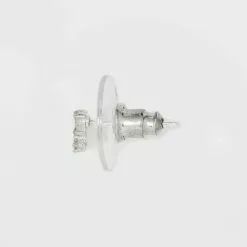 Sterling Silver Cubic Zirconia and Faux Opal Stud Earring Set 3pc - A New Day™