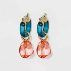 Transparent Blush Bead Drop Earrings - A New Day™ Blue -A New Day popular shop unnamed file 897