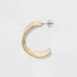 Hammered Metal Gold Hoop Earrings - A New Day™ Gold