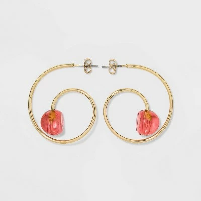 Swirl Hoop with Bead Earrings - A New Day™ Blue 4 Swirl Hoop with Bead Earrings - A New Day™ Blue - Image 2