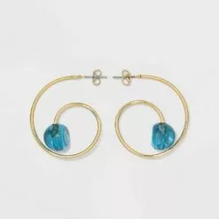 Swirl Hoop with Bead Earrings - A New Day™ Blue 10 Swirl Hoop with Bead Earrings - A New Day™ Blue -A New Day popular shop unnamed file 905