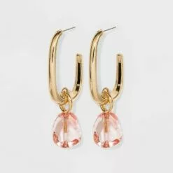 Rectangle Hoop with Transparent Drop Earrings - A New Day™ Pink -A New Day popular shop unnamed file 913