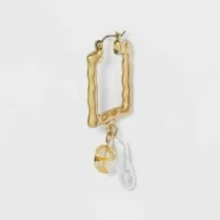 Hammered Rectangular Hoop Earrings - A New Dayâ„¢ Silver