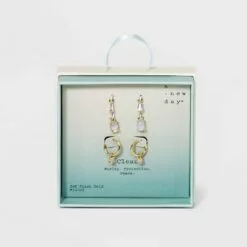 Silver Plated Cubic Zirconia Interchangeable Charm Gold Hoop Earrings - A New Day™ Amber -A New Day popular shop unnamed file 936