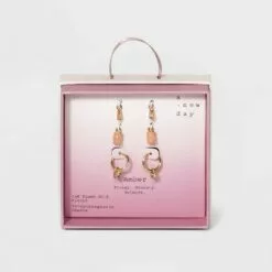 Silver Plated Cubic Zirconia Interchangeable Charm Gold Hoop Earrings - A New Day™ Amber -A New Day popular shop unnamed file 937