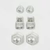 Sterling Silver Cubic Zirconia Multi Shape Stud Earring Set 3pc - A New Day™ Metallic Silver -A New Day popular shop unnamed file 938