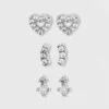 Sterling Silver Cubic Zirconia Heart and Stacked Stud Earring Set - A New Day™ Silver -A New Day popular shop unnamed file 941