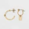 Huggie Charm and Stud Hoop Trio Earrings- A New Day™ Gold -A New Day popular shop unnamed file 944