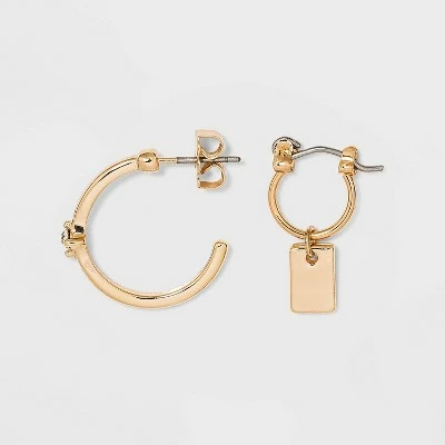 Huggie Charm and Stud Hoop Trio Earrings- A New Day™ Gold 3 Huggie Charm and Stud Hoop Trio Earrings- A New Day™ Gold