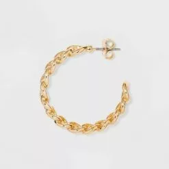 Frozen Chain Hoop Earrings - A New Day™ Gold