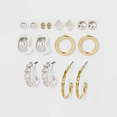 Multi Studs and Chain Hoop Earrings - A New Day™ 4 Multi Studs and Chain Hoop Earrings - A New Day™ - Image 2