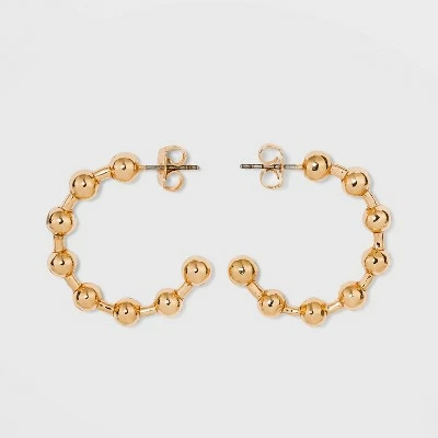 Gold Ball Hoop Earrings - A New Day™ Gold 4 Gold Ball Hoop Earrings - A New Day™ Gold - Image 2