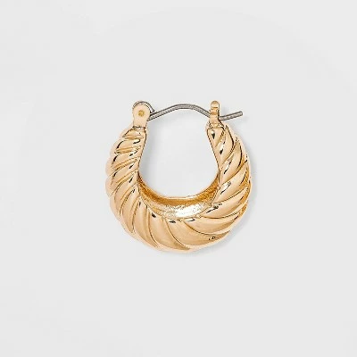 Textured Huggie Hoop Earrings - A New Day™ Gold 4 Textured Huggie Hoop Earrings - A New Day™ Gold - Image 2