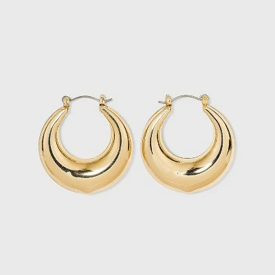 Thick Metal Hoop Earrings - A New Day™ Gold 4 Thick Metal Hoop Earrings - A New Day™ Gold - Image 2