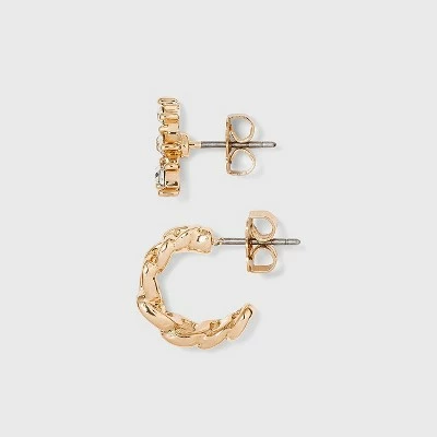 Multi Pearl and Cubic Zirconia Stud and Hoop Earring Set 8pc - A New Day™ Gold 3 Multi Pearl and Cubic Zirconia Stud and Hoop Earring Set 8pc - A New Day™ Gold