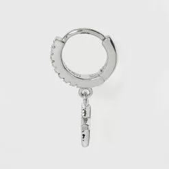 Sterling Silver Cubic Zirconia Huggie Hoop Earrings - A New Dayâ„¢ Silver Cross