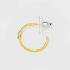 Sterling Silver Hoop and Cubic Zirconia Duo Stud Earring Set - A New Day™ Gold