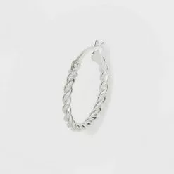 Sterling Silver Twist Hoop Earrings - A New Day™ Silver