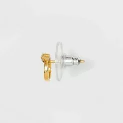 Sterling Silver Cubic Zirconia Stud Drop Earring Set 3pc - A New Day™ Gold